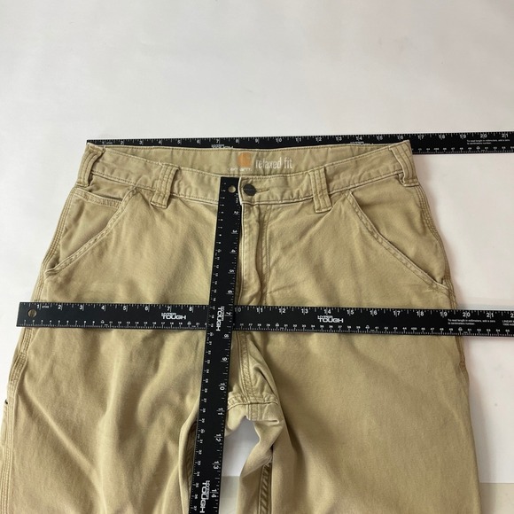 Carhartt Pants Mens 33x32 Beige Rugged Flex Rigby Relaxed Canvas Stretch Work - Picture 7 of 10